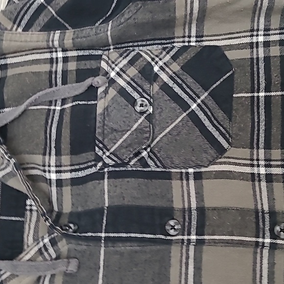 Firefly Button Up Plaid Hooded Long Sleeve Top - Picture 4 of 6